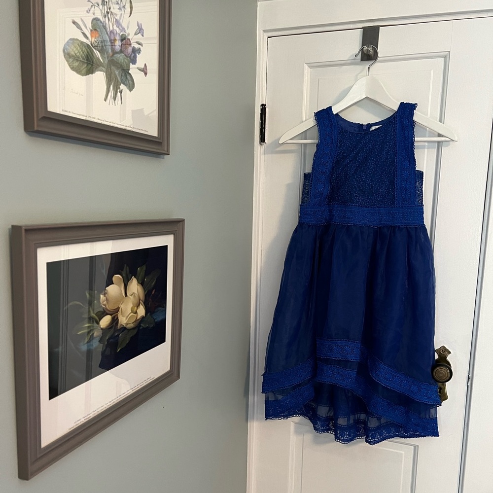 TRISH SCULLY Delphine Royal Blue Hi-Lo Hem Dress
